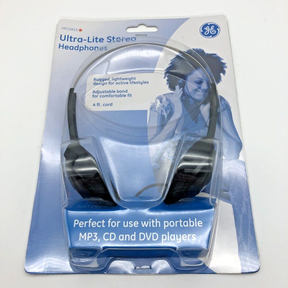 GE Ultra Lite Stereo Headphones MP3 CD DVD #23815 2009 VINTAGE NEW